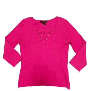 Silks Pink Lace-Up Women's Sweater Size M